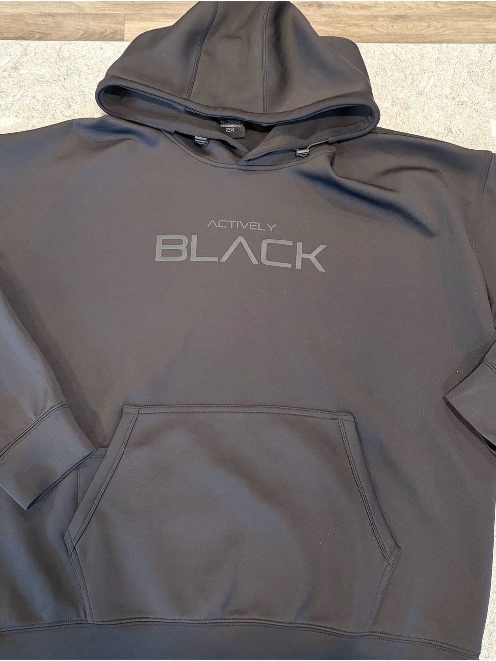Actively Black Performance Hoodie Black Mens Athleisure Streetwear-Xxl
